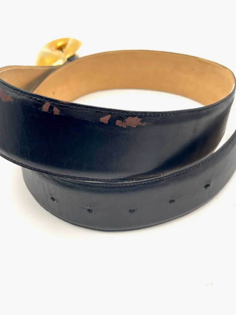Vintage Robert Lee Morris Leather Belt with Iconic Gold Buckle